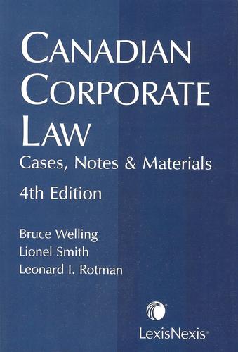 9780433460336 Canadian Corporate Law: Cases, Notes & Materials