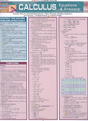 9781423208563 Calculus Equations & Answers Quickstudy (Final Sale)
