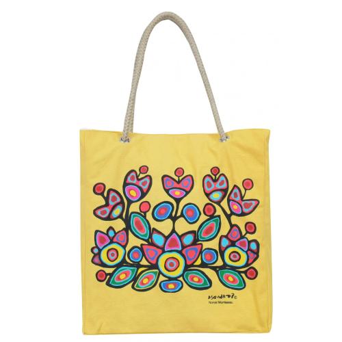 06483707928 Tote Bag, Floral On Yellow