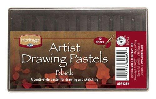 08834580605 Heritage Artist Drawing Pastels Black - 12 Set *