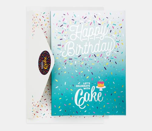 18385400063 Cake Card, Happy Bday Teal-Vanilla