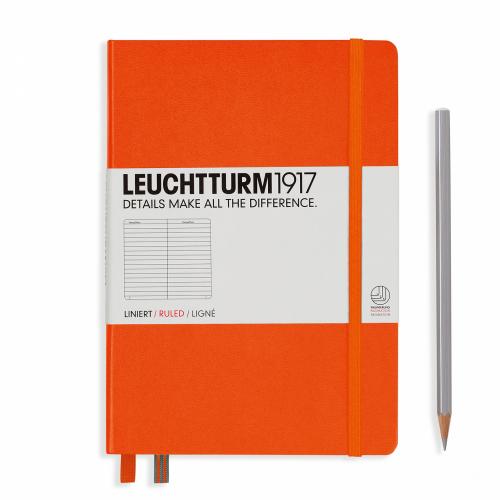 40000220611 Leuchtturm, Ruled Medium Hardcover Orange*