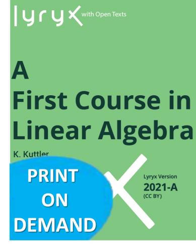 Oer A First Course In Linear Algebra Pod (Final Sale)