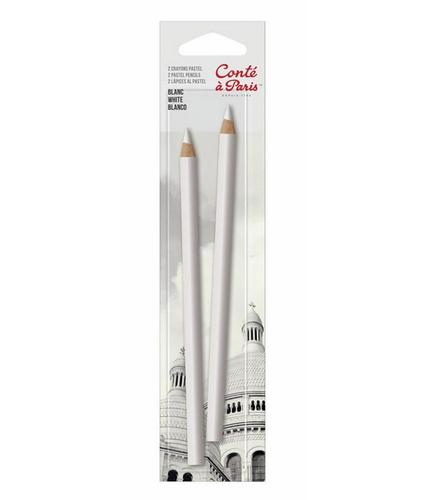64621750116 Conte Pastel Pencils White  2pk