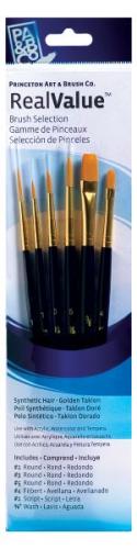 757063918611 6 Brush Golden Taklon Brush Set