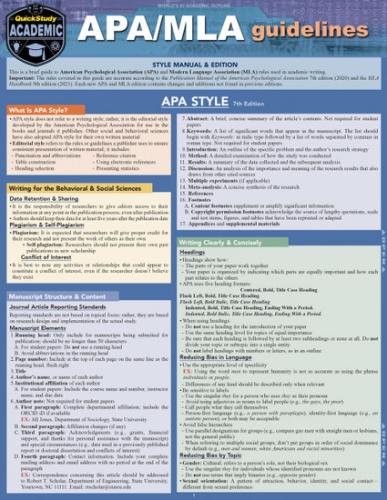 9781423248354 Apa/Mla Guidelines Laminated Study Guide (Final Sale)