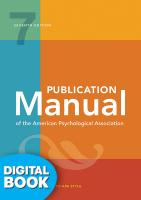 Publication Manual Of The Apa - Etext - 180 Days Access