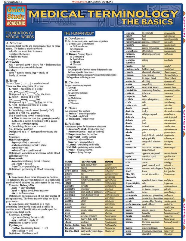 Medical Terminology Basics Quickstudy (Final Sale)