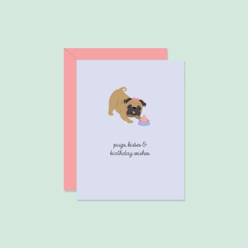 40000257889 Card, Pugs, Kisses & Birthday Wishes