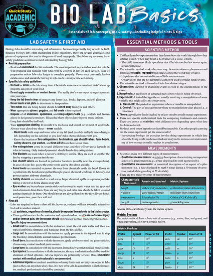Biol Lab Basics Quickstudy (Final Sale)